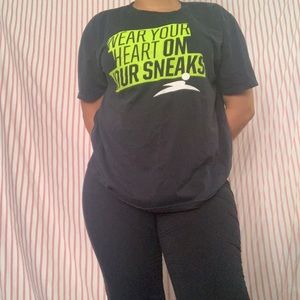 Wear your heart on your sneaks finish line shirt